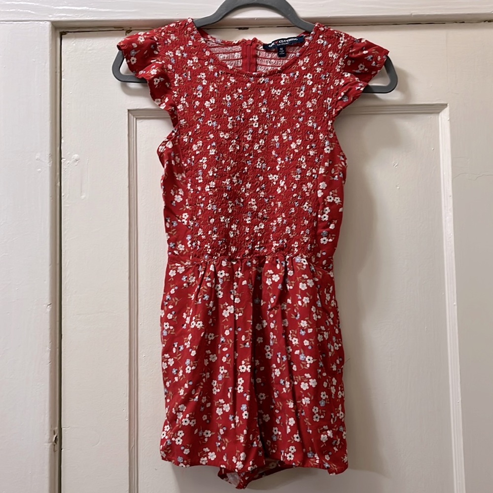 One Clothing| S | 12-14?| Dress | Red w/Flowers | Romper
